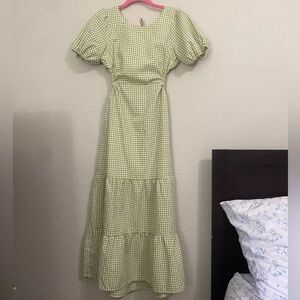 HYFVE Light Green Gingham Maxi Dress
